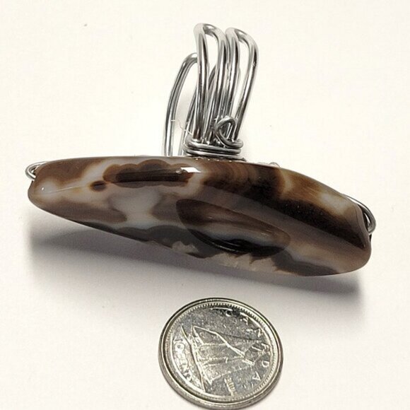 Natural Banded Agate Onyx Cabochon Adjustable Band Handmade Semi Precious Ring - Picture 4 of 10